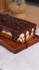 Tiramisu Chocolate Cake with wooden stand