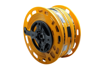 Yellow Wire Spool Electric Cable Management Electrical Wiring Solution Industrial Cable Reel on transparent background