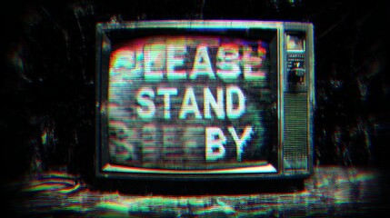Vintage Television With Distorted Message Please Stand By