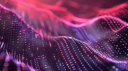 Abstract Pink Purple Digital Wave Background Modern Technology Futuristic Design Elegant Glowing Particles Smooth Flowing Lines Dynamic Energy Vibrant Hues Intricate Details High Resolution Premium   