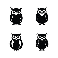 A silhouette vector illustration set of a owl.