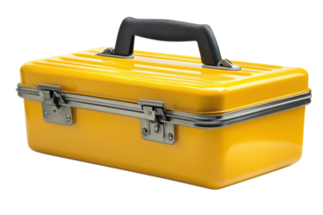 Yellow Toolbox Container Storage Organizer Equipment Repair Construction Carry Case Tool on transparent background
