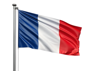France flag , computer generated image. 3d render. Detailed 3D Model of the French Flag Waving on a Pole