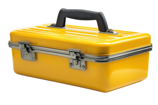 Yellow Toolbox Container Storage Organizer Equipment Repair Construction Carry Case Tool on transparent background