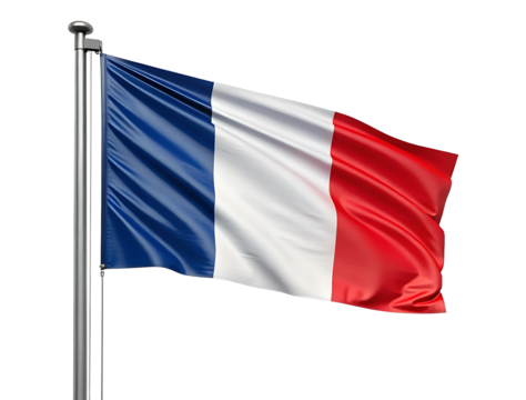 France flag , computer generated image. 3d render. Detailed 3D Model of the French Flag Waving on a Pole
