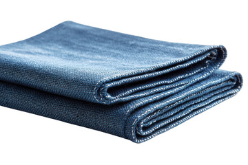 Folded Indigo Denim Soft Cotton Fabric Stack Elegant Layered Blue Material Cozy Textiles on transparent background