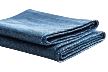 Folded Indigo Denim Soft Cotton Fabric Stack Elegant Layered Blue Material Cozy Textiles on transparent background
