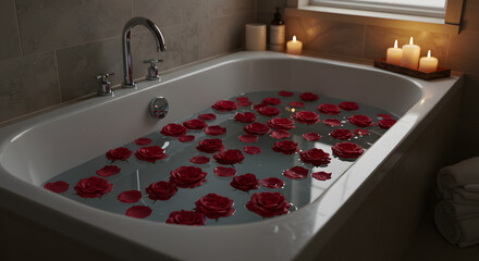 Luxury Spa Relaxation Rose Petals Bath