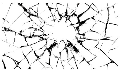 Broken glass texture, cracked glass window, grunge punk background, vintage distressed wallpaper, damaged surface overlay, retro urban design, vector illustration, abstract pattern.