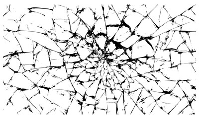 Cracked glass window, broken texture, grunge distressed wallpaper, punk rock background, damaged surface effect, vintage urban style, vector illustration, rough abstract pattern.