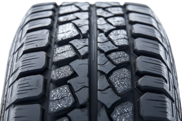 New Car Tire Tread Pattern Detail Automotive Wheel Grip Rubber Surface Close Up Vehicle Safety on transparent background