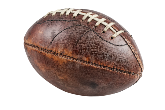 Vintage Football Nostalgia Leather Texture Antique Sports Gear Old School Game Classic on transparent background