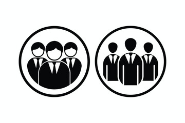  A silhouette vector illustration set of three people inside a circle