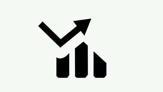 stock market arrow growing pointing up on economic chart graph bars icon trending upwards financial board rises dollar coin