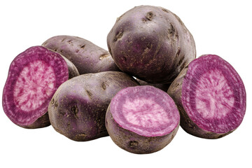 Purple Potatoes Still Life Healthy Eating Exotic Produce Food Photography Unique Vegetables on transparent background