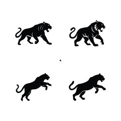A tiger silhouette vector illustration set..
