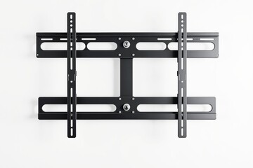 Black metal TV wall mount bracket on a white background.