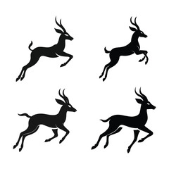 Fototapeta premium antelope silhouette set vector illustration.