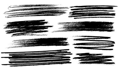 Charcoal marker grunge underline, handrawn brushstrokes, bold freehand stripes, crayon doodle scribbles, vector illustration of horizontal emphasis, rough texture, sketch art style.