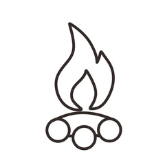 Bonfire Burning Fire Symbol Line Art Icon Illustration