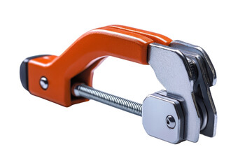 Orange and Silver Parallel Clamp C Clamp Holding Squeezing Metal Steel Tightening Construction on transparent background