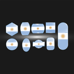 Argentina flag pin glass collection with various shapes and effects