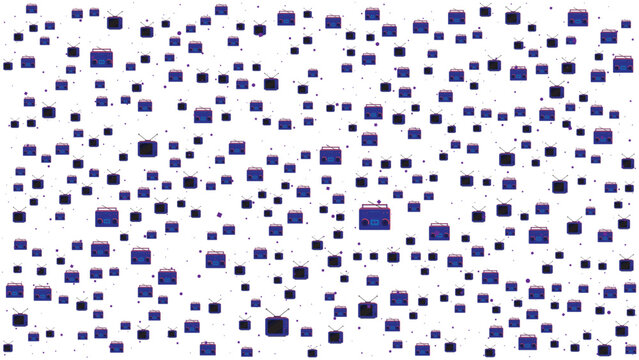 Retro Radio and TV Seamless Pattern with Pop Art Style on White Background