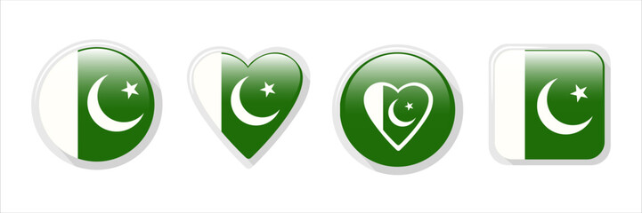 Pakistan flag vector icons for design.