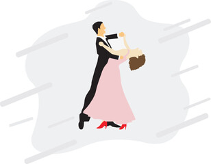 isolated man and woman ballroom dance colored vector icon illustration with transparent background