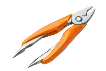 Orange Handled Flush Cutter Precision Tool Electronic Components Pliers for Small Wires on transparent background