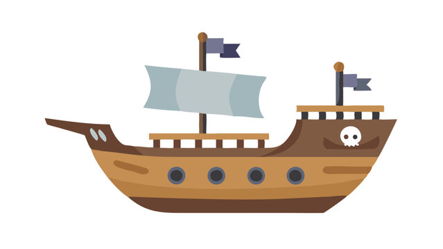 Fototapeta Colorful pirate ship illustration with flags showcasing a fun design for children's projects or nautical themes