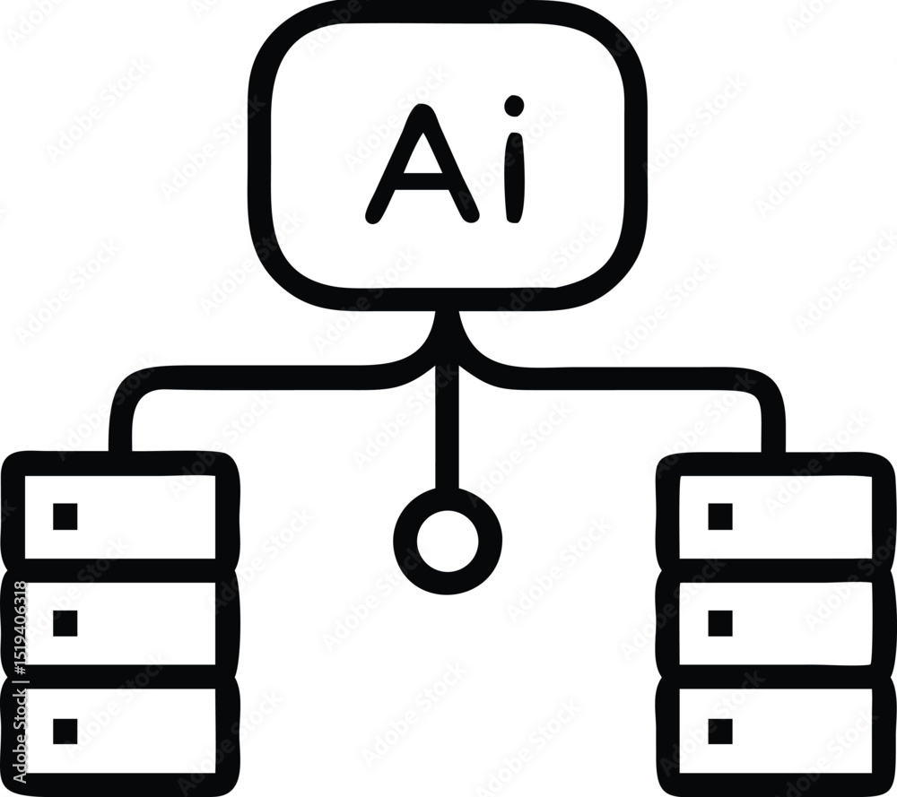 Poster ai artificial intelligence data processing and machine learning network diagram illustration design