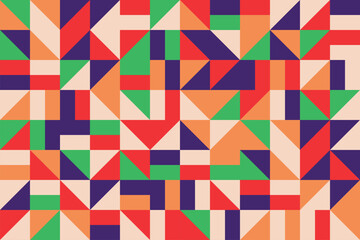 Flat geometric mosaic pattern showcasing bright abstract art and seamless flow