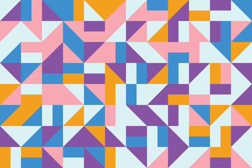 Colorful abstract art made of flat seamless geometric mosaic elements