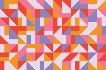 Flat seamless pattern featuring vibrant abstract geometric mosaic shapes
