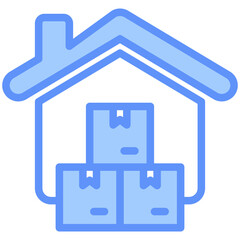 Warehouse Icon Outline Blue