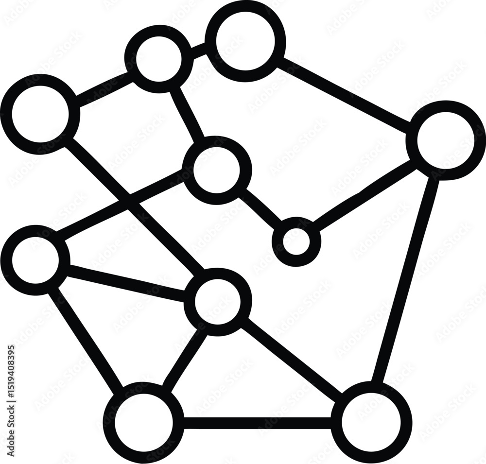 Poster network graph illustration representing connection nodes data structure and social network analysis 