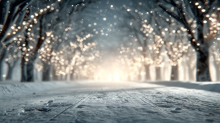 Snow-covered branches in a quiet winter forest, a serene moment of nature's tranquility.