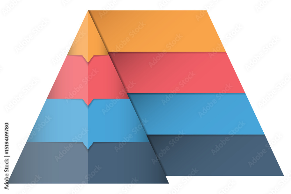 Poster pyramid chart with four elements with numbers and text