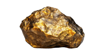 Raw Gold Nugget Rock Specimen Natural Mineral Isolated on White Background