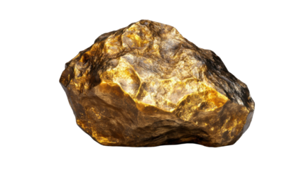 Raw Gold Nugget Rock Specimen Natural Mineral Isolated on White Background