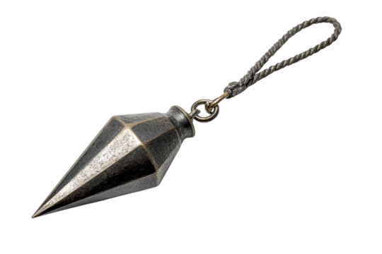 Metal plumb bob with rope
