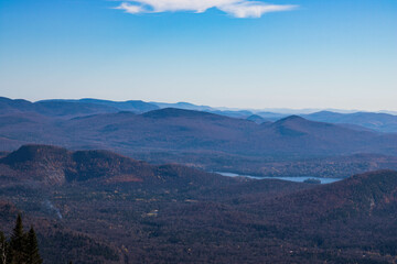 Autumn season, cold weather, orange tree, maple leaf at Mot-Tremblant, Quebec