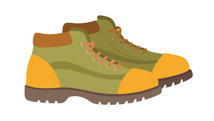 Hiking boots with green and orange design suitable for outdoor adventures and nature exploration