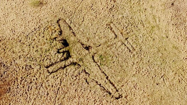 Historical deception site, dug airplane contours near Latvian airport, WWII Era