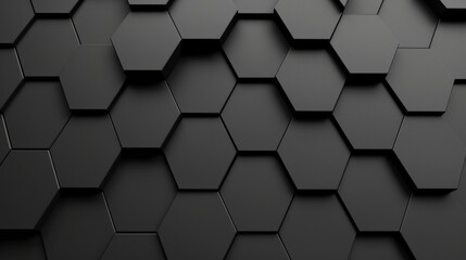 Abstract Black Hexagon Pattern Background Texture Design Modern Geometric Shapes Digital Art Illustration for Wallpaper Graphic Design Project Presentation Template Corporate Business Technology      