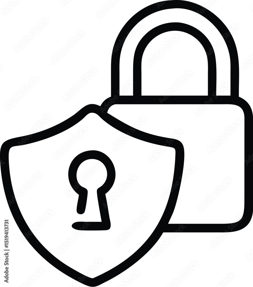 Poster security lock icon vector illustration for data protection and system access control design element