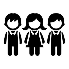 boy and girl vector, Three Children Pictogram
