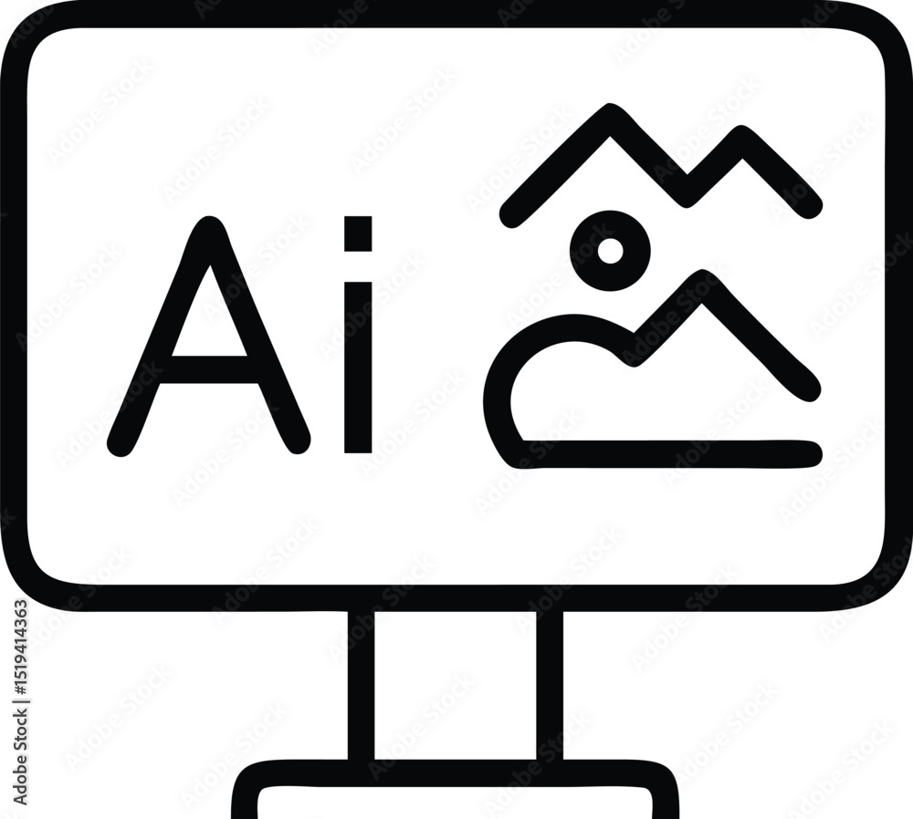 Poster Ai image generation on computer screen concept for artificial intelligence applications and design