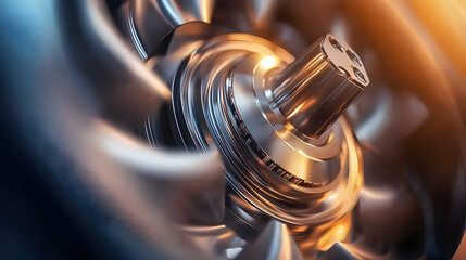 Close-up View Of High-tech Metal Engine Components